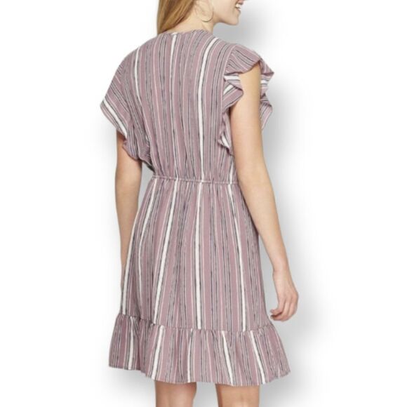 XHILARATION PURPLE & WHITE FAUX WRAP DRESS SZ.M EUC - Picture 2 of 8